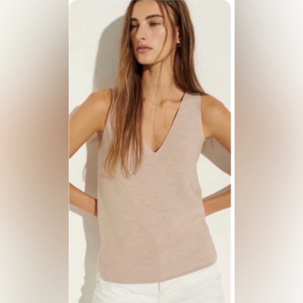 The Reset Beige V-Neck Tank Top